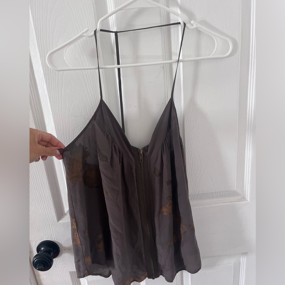 Silence + Noise Dark Brown sexy spaghetti tank - fun Y2K vibe energy